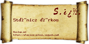 Stánicz Árkos névjegykártya